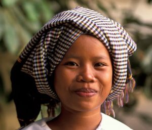 cambodian woman wear scarf